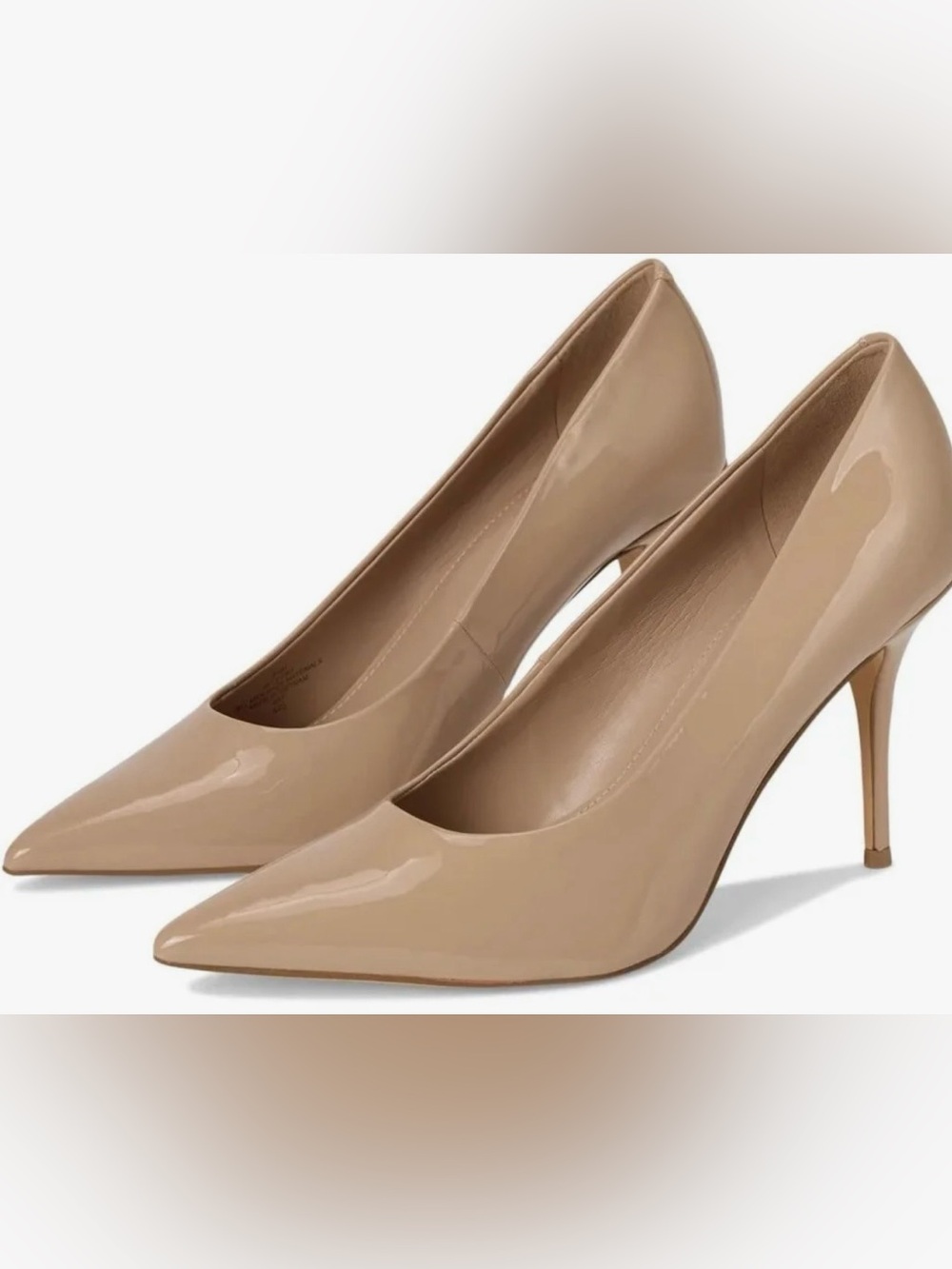 Calvin Klein Beige Patent Pointed-Toe Pumps never worn